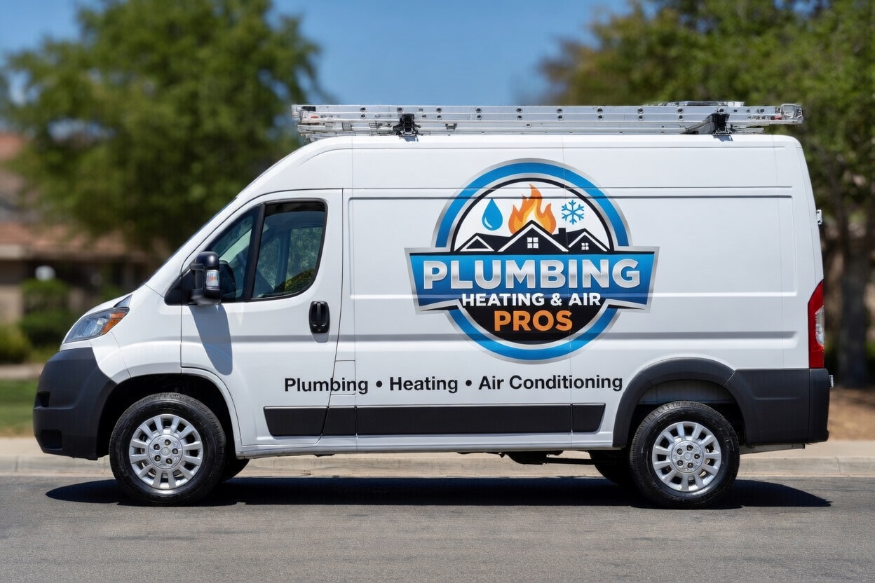 Local plumbing heating and air service van serving San Lorenzo